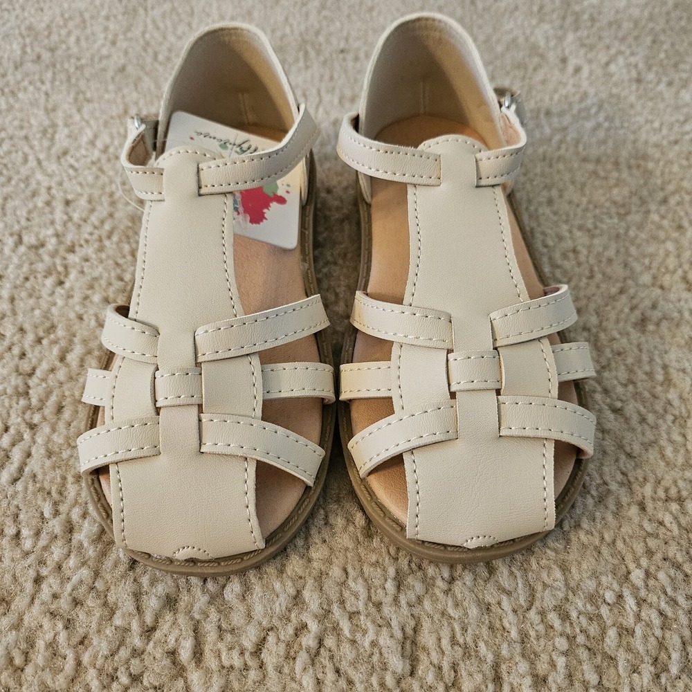 Luffymomo Little Girl's Summer Sandals Closed Toe Beige Size 11
